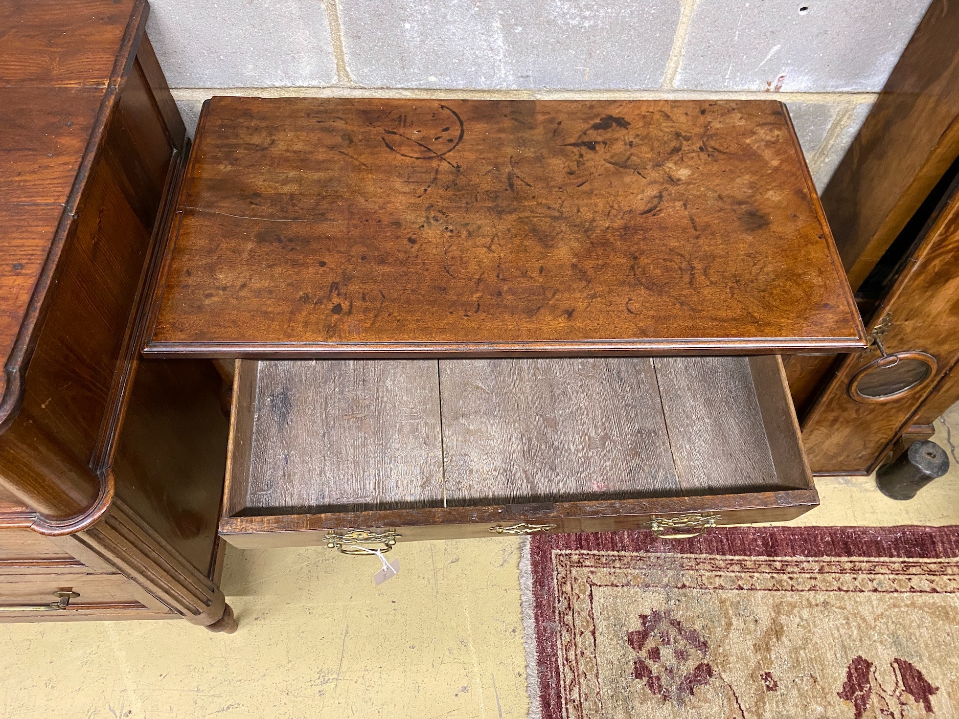 An 18th century rectangular mahogany side table, width 81cm, depth 41cm, height 71cm